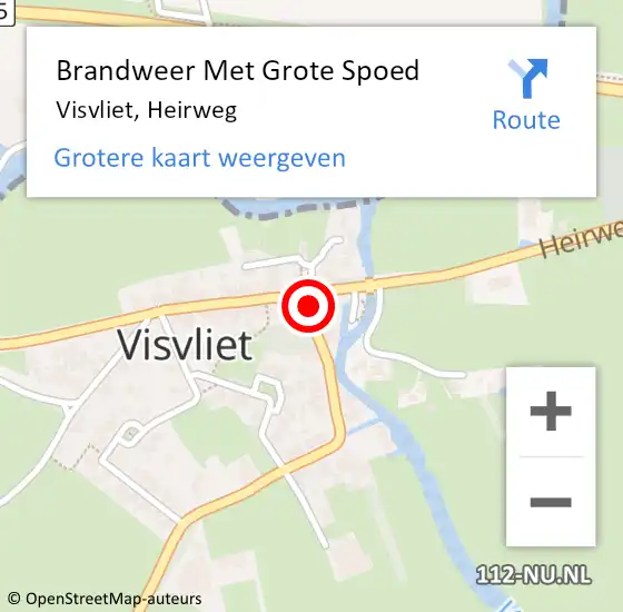 Locatie op kaart van de 112 melding: Brandweer Met Grote Spoed Naar Visvliet, Heirweg op 19 november 2014 14:45