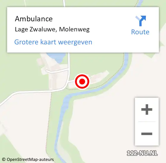 Locatie op kaart van de 112 melding: Ambulance Lage Zwaluwe, Molenweg op 19 november 2014 17:19