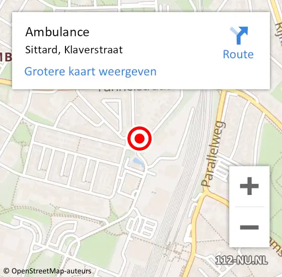 Locatie op kaart van de 112 melding: Ambulance Sittard, Klaverstraat op 19 november 2014 18:37
