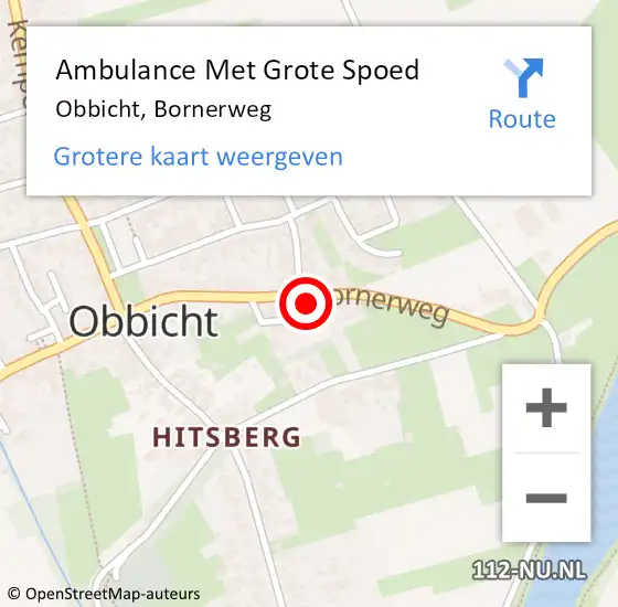 Locatie op kaart van de 112 melding: Ambulance Met Grote Spoed Naar Obbicht, Bornerweg op 20 november 2014 06:00