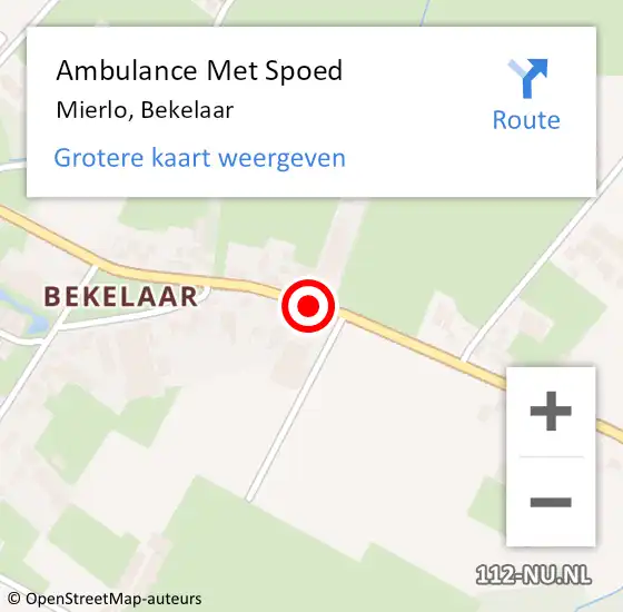 Locatie op kaart van de 112 melding: Ambulance Met Spoed Naar Mierlo, Bekelaar op 20 november 2014 07:44
