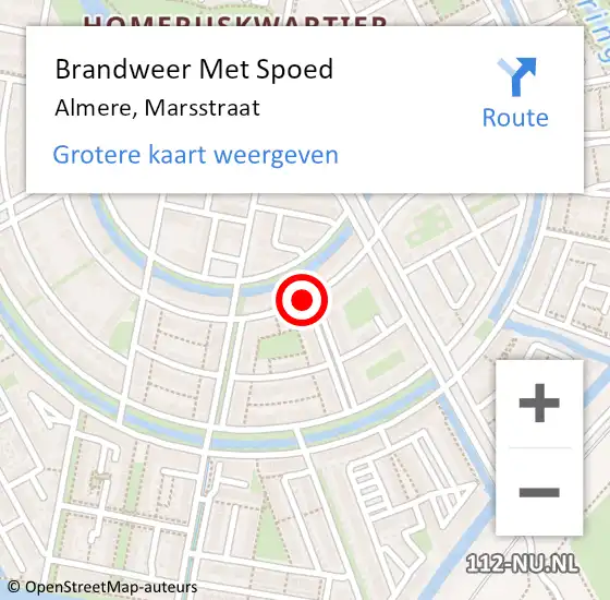 Locatie op kaart van de 112 melding: Brandweer Met Spoed Naar Almere, Marsstraat op 21 oktober 2013 17:33