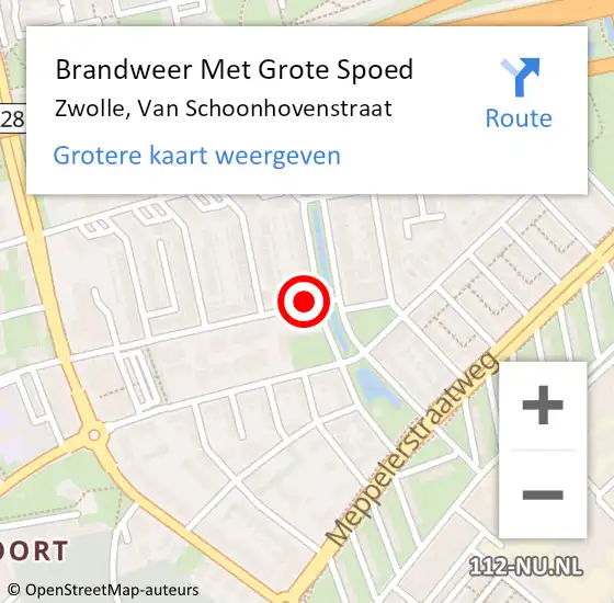 Locatie op kaart van de 112 melding: Brandweer Met Grote Spoed Naar Zwolle, Van Schoonhovenstraat op 20 november 2014 13:47