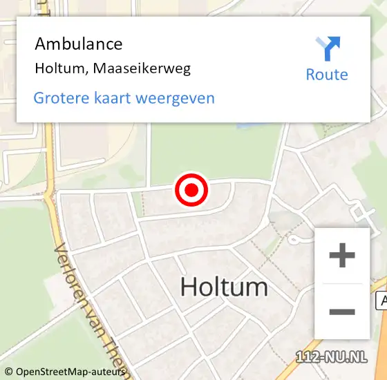 Locatie op kaart van de 112 melding: Ambulance Holtum, Maaseikerweg op 20 november 2014 17:15