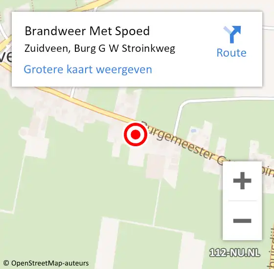 Locatie op kaart van de 112 melding: Brandweer Met Spoed Naar Zuidveen, Burg G W Stroinkweg op 21 november 2014 06:52