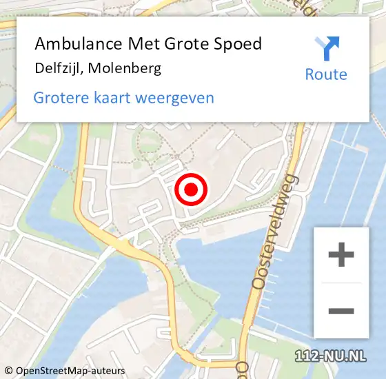Locatie op kaart van de 112 melding: Ambulance Met Grote Spoed Naar Delfzijl, Molenberg op 21 november 2014 11:25