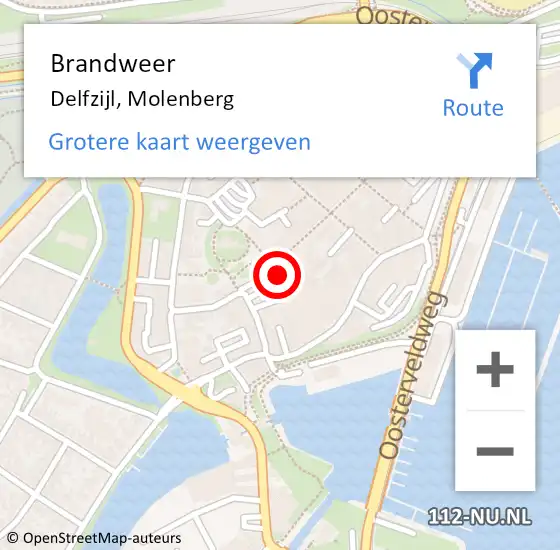 Locatie op kaart van de 112 melding: Brandweer Delfzijl, Molenberg op 21 november 2014 11:30
