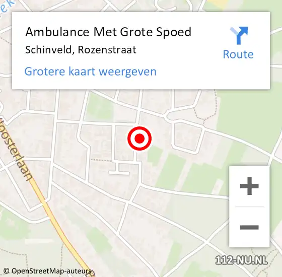 Locatie op kaart van de 112 melding: Ambulance Met Grote Spoed Naar Schinveld, Rozenstraat op 21 november 2014 14:08