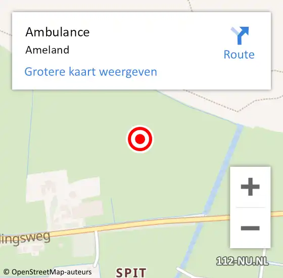 Locatie op kaart van de 112 melding: Ambulance Ameland op 21 november 2014 15:47