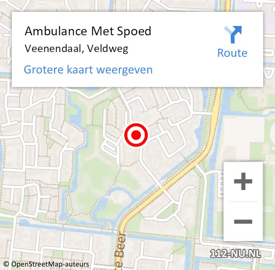 Locatie op kaart van de 112 melding: Ambulance Met Spoed Naar Veenendaal, Veldweg op 21 november 2014 16:02