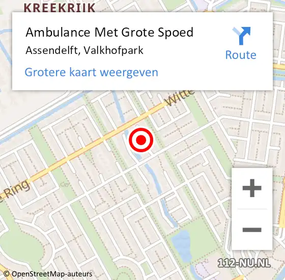 Locatie op kaart van de 112 melding: Ambulance Met Grote Spoed Naar Assendelft, Valkhofpark op 21 november 2014 18:13