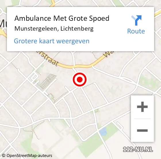 Locatie op kaart van de 112 melding: Ambulance Met Grote Spoed Naar Munstergeleen, Lichtenberg op 22 november 2014 02:52