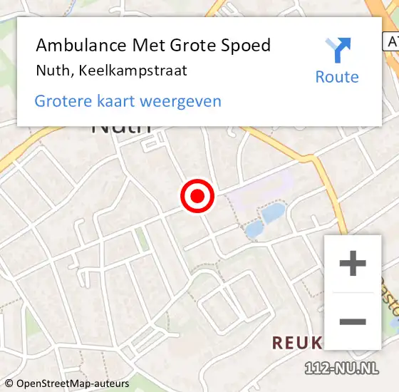 Locatie op kaart van de 112 melding: Ambulance Met Grote Spoed Naar Nuth, Keelkampstraat op 22 november 2014 15:09