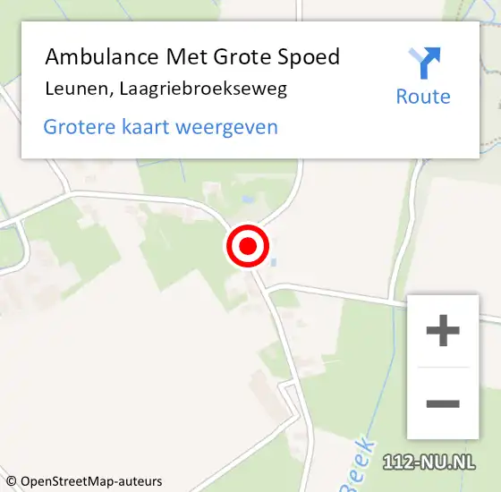 Locatie op kaart van de 112 melding: Ambulance Met Grote Spoed Naar Leunen, Laagriebroekseweg op 22 november 2014 18:54
