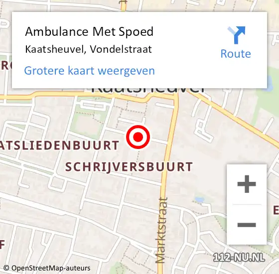 Locatie op kaart van de 112 melding: Ambulance Met Spoed Naar Kaatsheuvel, Vondelstraat op 22 november 2014 20:49