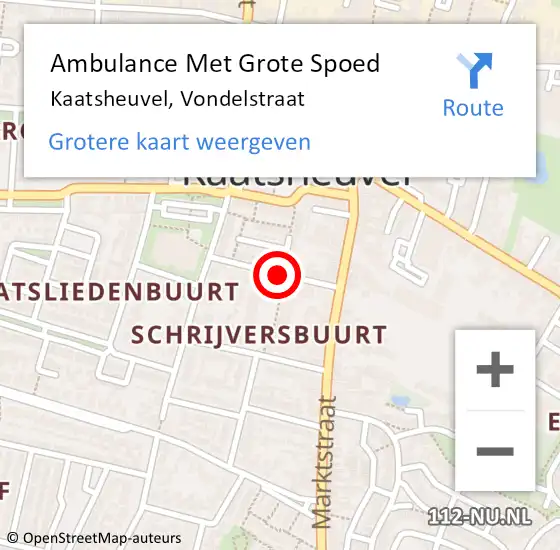 Locatie op kaart van de 112 melding: Ambulance Met Grote Spoed Naar Kaatsheuvel, Vondelstraat op 22 november 2014 20:52