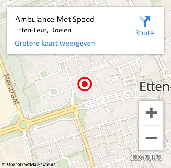 Locatie op kaart van de 112 melding: Ambulance Met Spoed Naar Etten-Leur, Doelen op 23 november 2014 00:39