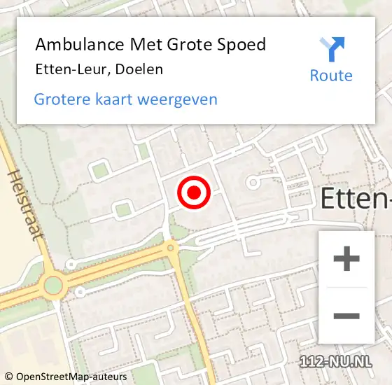 Locatie op kaart van de 112 melding: Ambulance Met Grote Spoed Naar Etten-Leur, Doelen op 23 november 2014 00:42