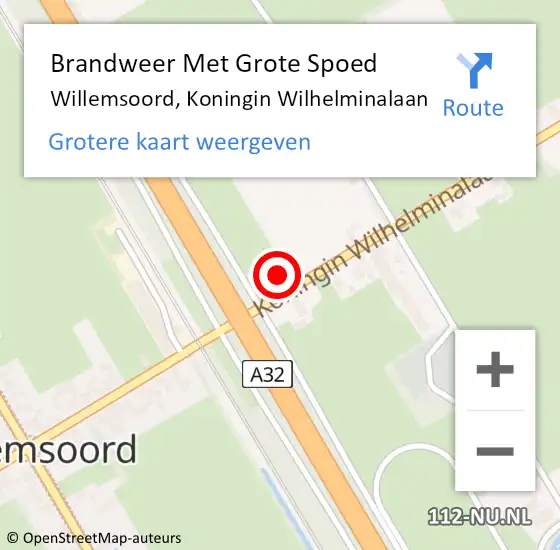 Locatie op kaart van de 112 melding: Brandweer Met Grote Spoed Naar Willemsoord, Koningin Wilhelminalaan op 23 november 2014 02:49