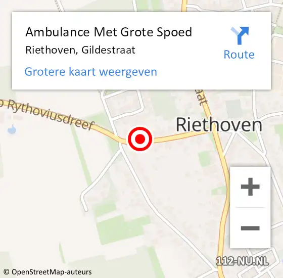 Locatie op kaart van de 112 melding: Ambulance Met Grote Spoed Naar Riethoven, Gildestraat op 23 november 2014 04:40