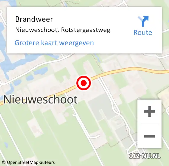 Locatie op kaart van de 112 melding: Brandweer Nieuweschoot, Rotstergaastweg op 23 november 2014 18:59