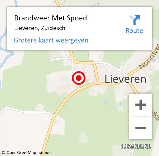 Locatie op kaart van de 112 melding: Brandweer Met Spoed Naar Lieveren, Zuidesch op 24 november 2014 22:35