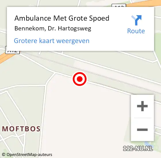 Locatie op kaart van de 112 melding: Ambulance Met Grote Spoed Naar Bennekom, Dr. Hartogsweg op 25 november 2014 06:08
