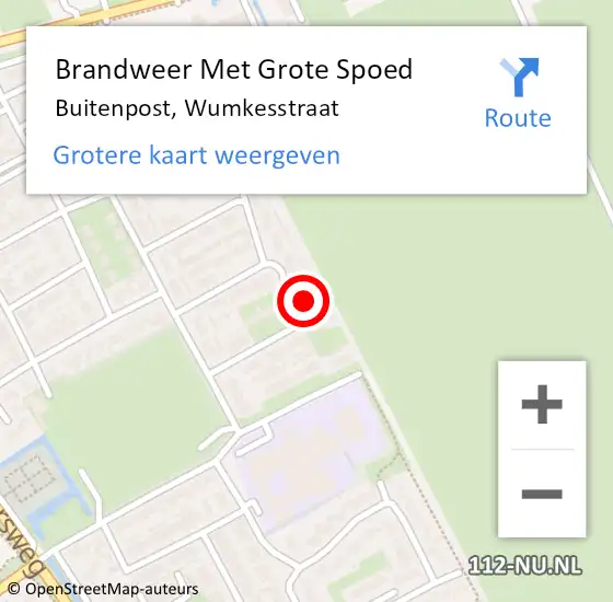Locatie op kaart van de 112 melding: Brandweer Met Grote Spoed Naar Buitenpost, Wumkesstraat op 25 november 2014 17:48