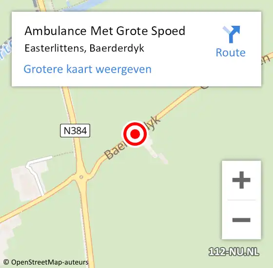 Locatie op kaart van de 112 melding: Ambulance Met Grote Spoed Naar Easterlittens, Baerderdyk op 25 november 2014 18:34