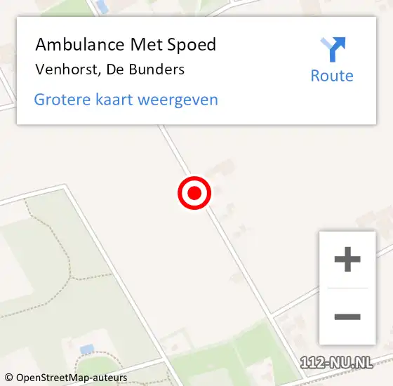 Locatie op kaart van de 112 melding: Ambulance Met Spoed Naar Venhorst, De Bunders op 25 november 2014 21:09