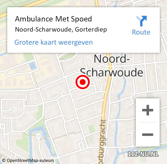 Locatie op kaart van de 112 melding: Ambulance Met Spoed Naar Noord-Scharwoude, Gorterdiep op 26 november 2014 05:52