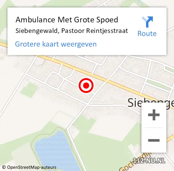 Locatie op kaart van de 112 melding: Ambulance Met Grote Spoed Naar Siebengewald, Pastoor Reintjesstraat op 26 november 2014 08:48