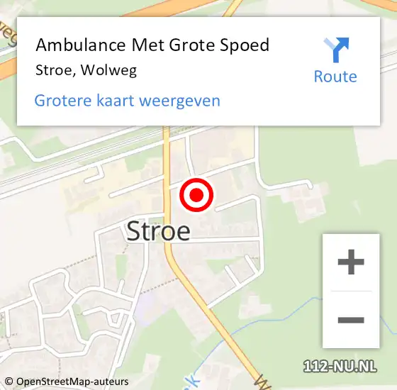 Locatie op kaart van de 112 melding: Ambulance Met Grote Spoed Naar Stroe, Wolweg op 26 november 2014 10:51