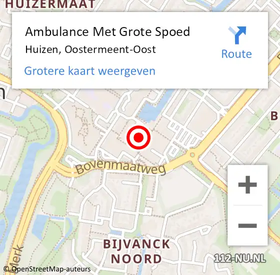 Locatie op kaart van de 112 melding: Ambulance Met Grote Spoed Naar Huizen, Oostermeent-Oost op 26 november 2014 10:59