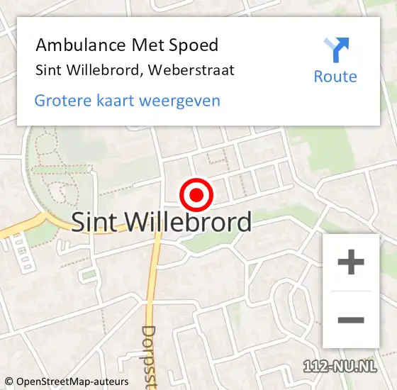 Locatie op kaart van de 112 melding: Ambulance Met Spoed Naar Sint Willebrord, Weberstraat op 26 november 2014 11:38