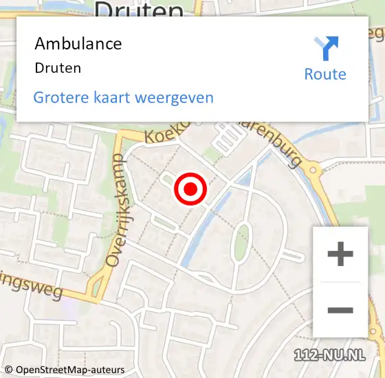 Locatie op kaart van de 112 melding: Ambulance Druten op 26 november 2014 11:39
