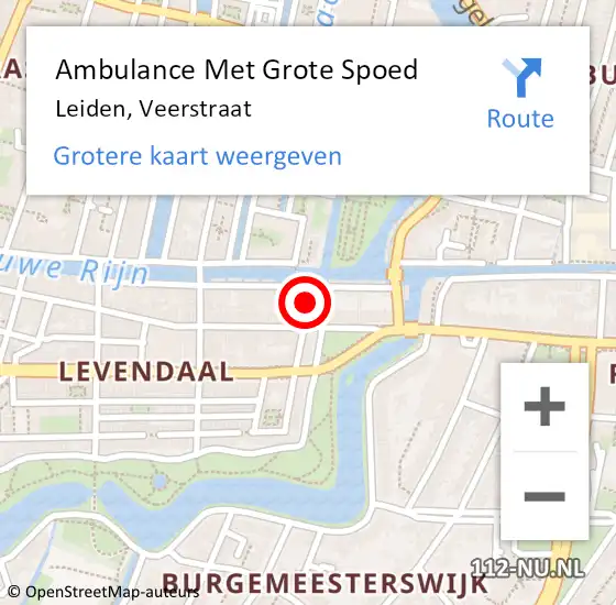 Locatie op kaart van de 112 melding: Ambulance Met Grote Spoed Naar Leiden, Veerstraat op 26 november 2014 13:31