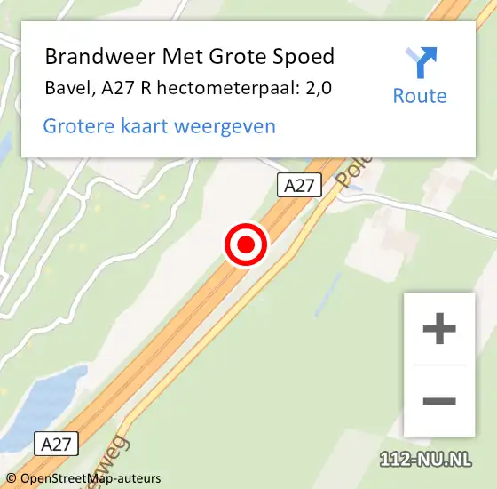 Locatie op kaart van de 112 melding: Brandweer Met Grote Spoed Naar Gorinchem, A27 L hectometerpaal: 37,1 op 26 november 2014 13:44