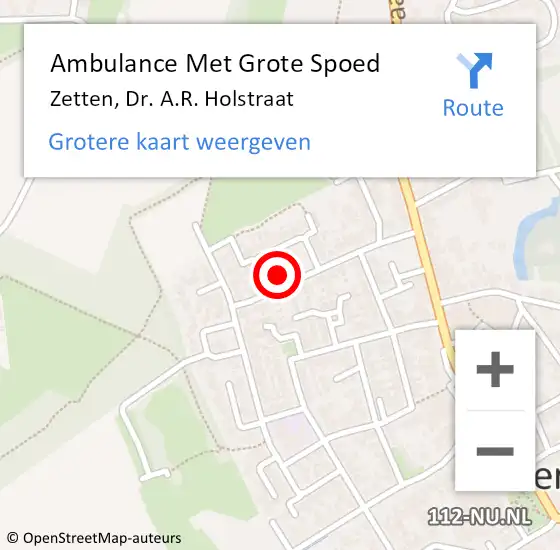 Locatie op kaart van de 112 melding: Ambulance Met Grote Spoed Naar Zetten, Dr. A.R. Holstraat op 26 november 2014 14:03