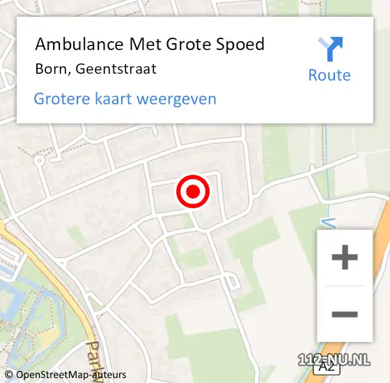 Locatie op kaart van de 112 melding: Ambulance Met Grote Spoed Naar Born, Geentstraat op 26 november 2014 21:26