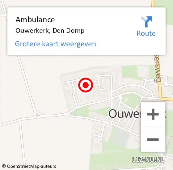 Locatie op kaart van de 112 melding: Ambulance Ouwerkerk, Den Domp op 27 november 2014 08:02