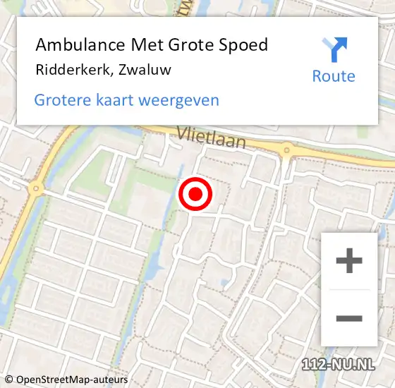 Locatie op kaart van de 112 melding: Ambulance Met Grote Spoed Naar Ridderkerk, Zwaluw op 27 november 2014 08:16
