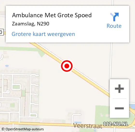 Locatie op kaart van de 112 melding: Ambulance Met Grote Spoed Naar Zaamslag, N290 op 27 november 2014 09:45