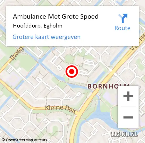 Locatie op kaart van de 112 melding: Ambulance Met Grote Spoed Naar Hoofddorp, Egholm op 27 november 2014 10:28