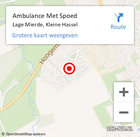 Locatie op kaart van de 112 melding: Ambulance Met Spoed Naar Lage Mierde, Kleine Hassel op 27 november 2014 17:32