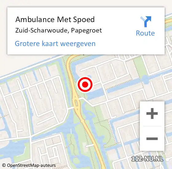 Locatie op kaart van de 112 melding: Ambulance Met Spoed Naar Zuid-Scharwoude, Papegroet op 27 november 2014 20:41