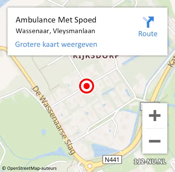 Locatie op kaart van de 112 melding: Ambulance Met Spoed Naar Wassenaar, Vleysmanlaan op 28 november 2014 00:14
