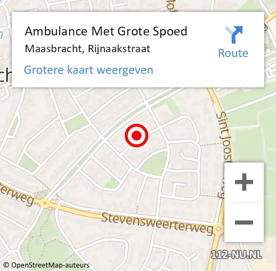 Locatie op kaart van de 112 melding: Ambulance Met Grote Spoed Naar Maasbracht, Rijnaakstraat op 28 november 2014 07:08