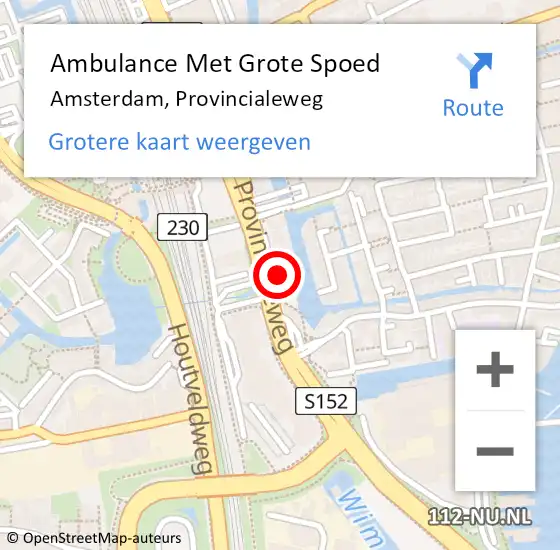 Locatie op kaart van de 112 melding: Ambulance Met Grote Spoed Naar Amsterdam, Provincialeweg op 28 november 2014 20:01