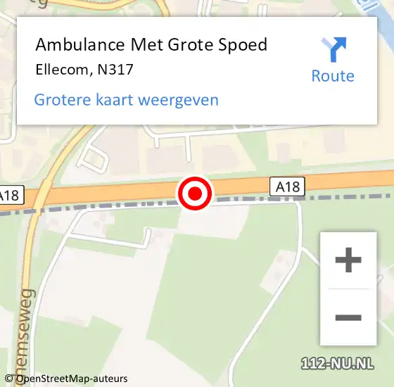 Locatie op kaart van de 112 melding: Ambulance Met Grote Spoed Naar Ellecom, N317 hectometerpaal: 3,0 op 29 november 2014 21:52